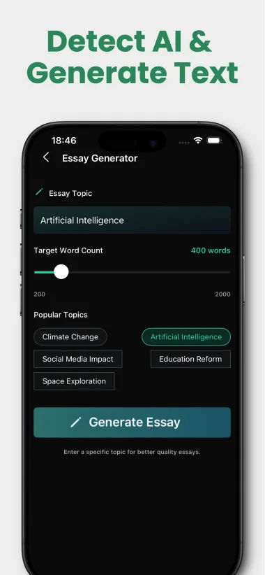 Essay Generator with topic and target word count controls